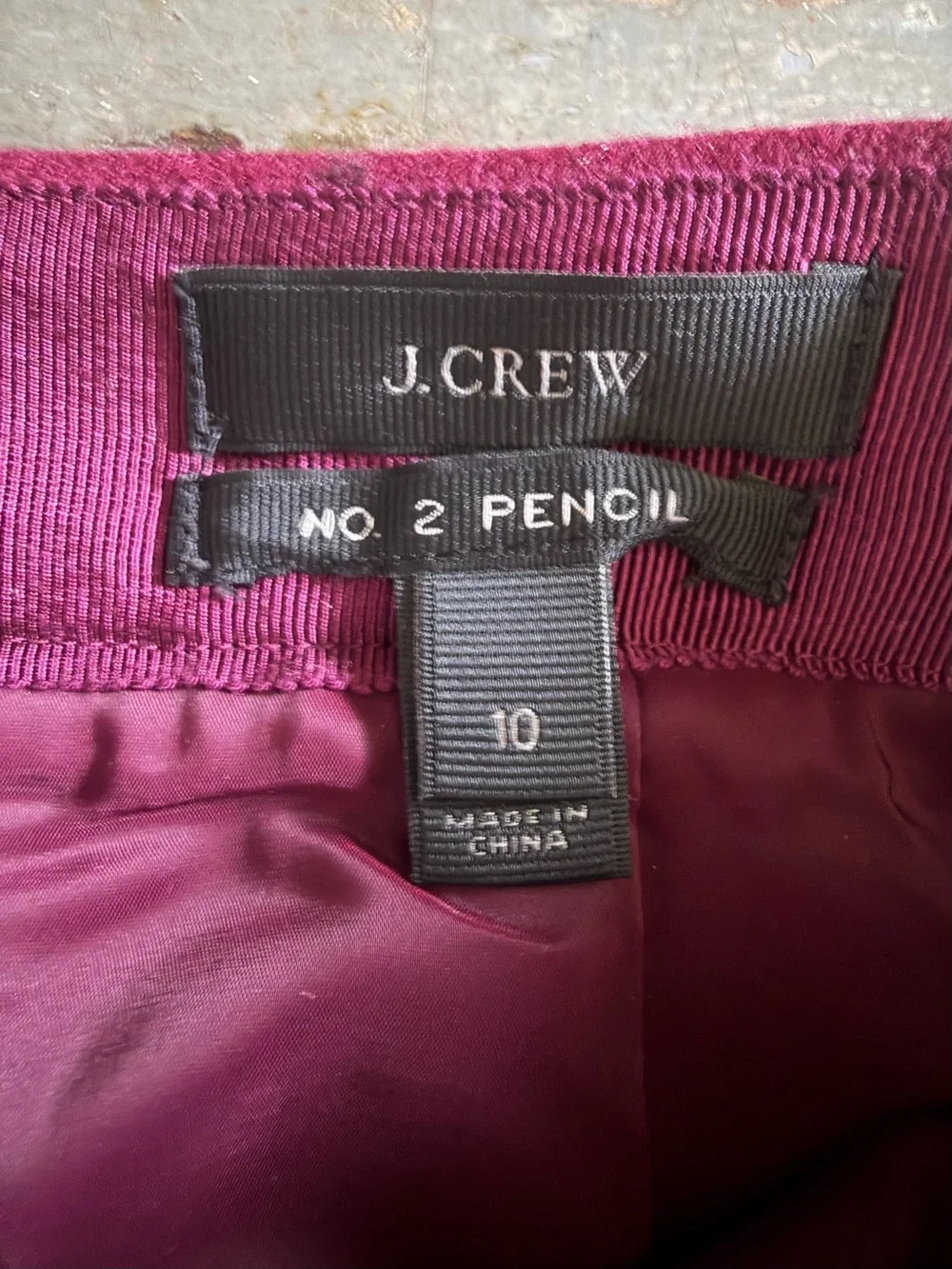 J. Crew Classic Wool #2 Pencil Skirt in Pinot Noir